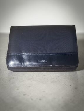 Bosca "Newport" Black Nylon Leather Wallet Clutch Made in Italy Organizer